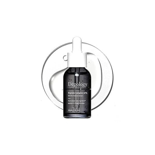 Depology Peptide Complex 10% Wrinkle Defense | Argireline™ Serum Hydrating Face Targets Dynamic Wrinkles Vitamin C & Hyaluronic Acid 1.01 fl oz