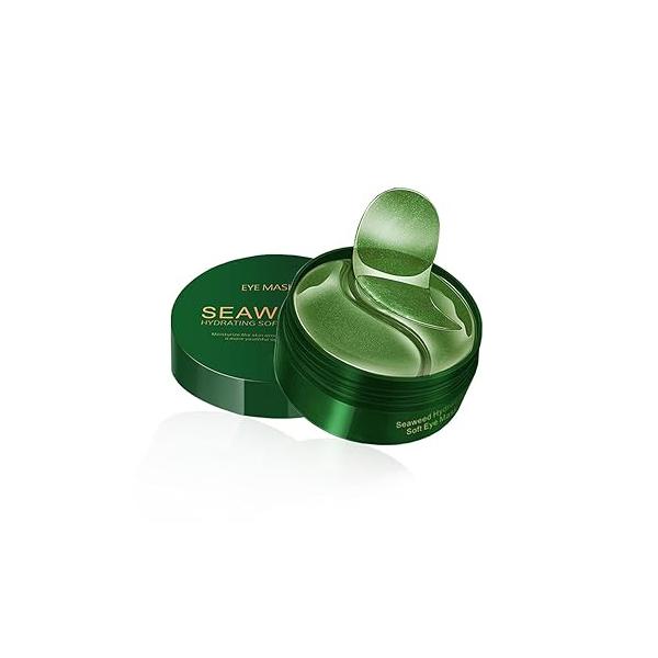 Seaweed Under Eye Patches, Essence Mask for Puffy Eyes/Dark Circles/Collagen Care Relieves Pressure and Reduces Wrinkles, Gel Pads Hydrating Brightening (60 Pcs)
