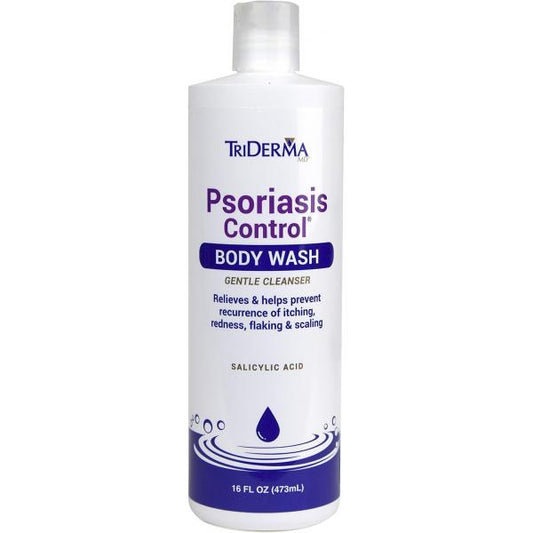 TriDerma Psoriasis Control Body Wash - Gentle 2% Salicylic Acid Cleanser, AP4 Aloe Vera Gel Treatment Soothes Itching, Redness, Flaking No Cortisone or Coal Tar 16 oz