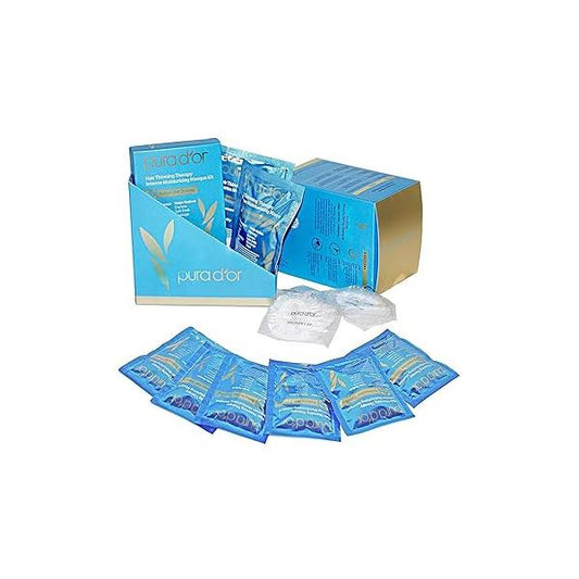 PURA D'OR Hair Thinning Therapy Intense Moisturizing Biotin Masque 1.2oz 8-Pack (9.6oz) Deeply Hydrating Treatment Mask with Caffeine, Catalase for Thicker Hair, Men & Women (Packaging may vary)