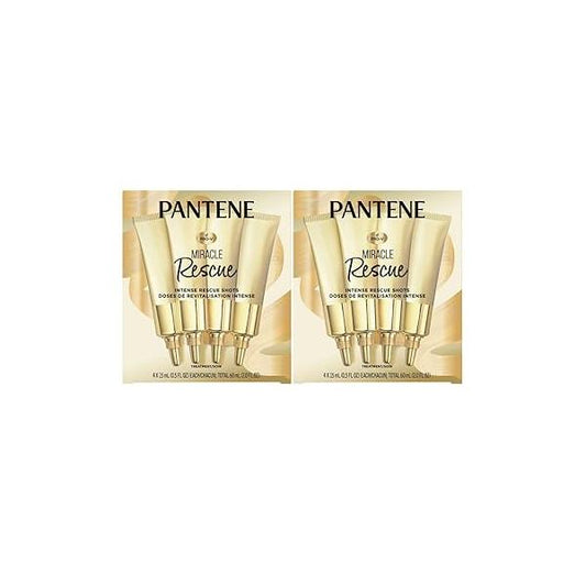 Pantene Hair Mask Miracle Rescue Shots, Intensive Repair Treatment for Damaged Hair, 4 count 0.5 oz Each, Twin Pack