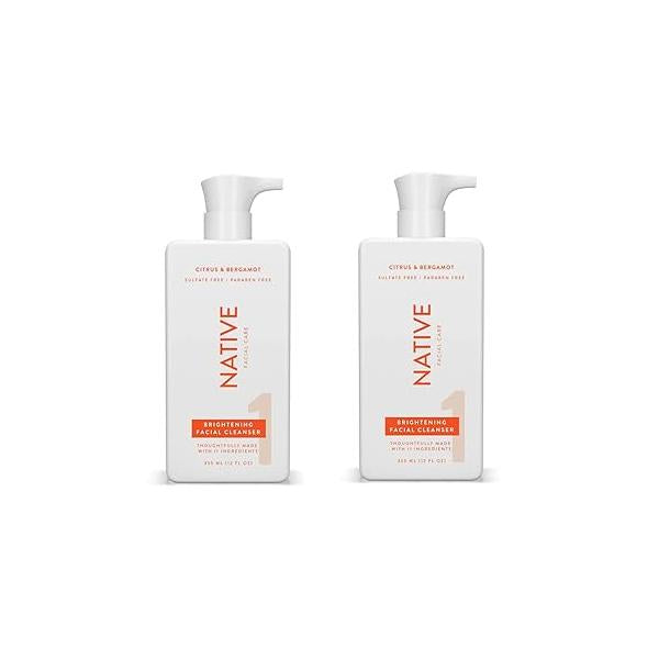 Native Brightening Face Wash, Spa Day Every Facial Cleanser (2 Pack) | Daily Cleaner for Radiant and Bright Skin, Citrus & Bergamot, 12 fl oz