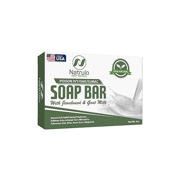 Poison Ivy Soap Bar with Jewelweed - Soothing, Healing Natural Itch Relief Herbal Treatment Home Remedy Relieves Itchy Irritated Skin Affected by Ivy/Oak/Sumac, Bites, Razor Burn, Ringworm