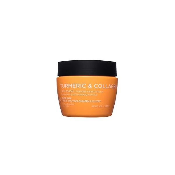 Luseta Turmeric & Collagen Hair Mask Thickening Treatment for Thin and Oily Hair, Nourish Scalp, Frizz Control Add Shine, Sulfate Free