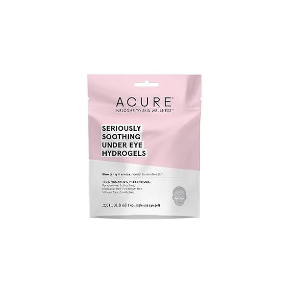 Acure Seriously Soothing Under Eye Hydrogels, 100% Vegan, For Dry to Sensitive Skin, Blue Tansy & Arnica - Soothes Minimizes Dark Circles, Two Single Use, 0.24 Fl Oz