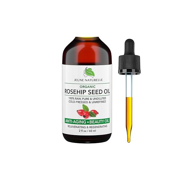 Rosehip Oil - Pure, Virgin, Cold Pressed From Whole Berries (Pulp & Seeds), Natural Deep Orange Hue for Intensive Skin Repair Undiluted Organic Seed Oil, 2 oz