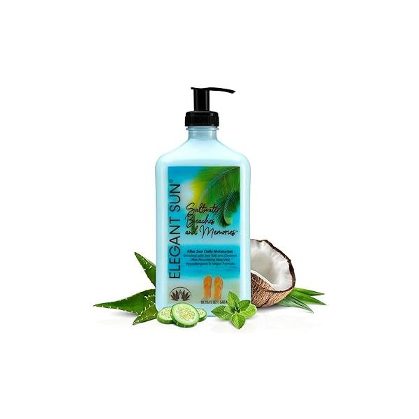Saltwater Beaches Tan Extender, After Sun Lotion or Tanning Bed Moisturizer, Aloe Vera Base, Hypoallergenic, Sensitive Skin Care for Men Women, Unisex Fresh Scent, Elegant