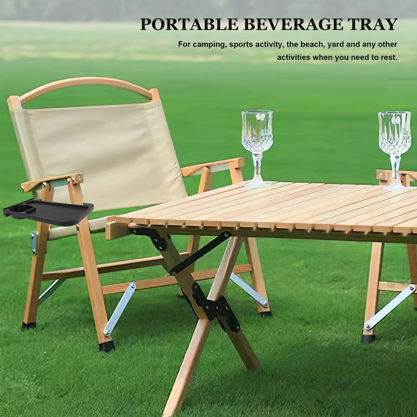 Toyvian 1Pcs Outdoor Cup Holder Black Cup Holder Chair Rectangular Beverage Holding Sports Activity