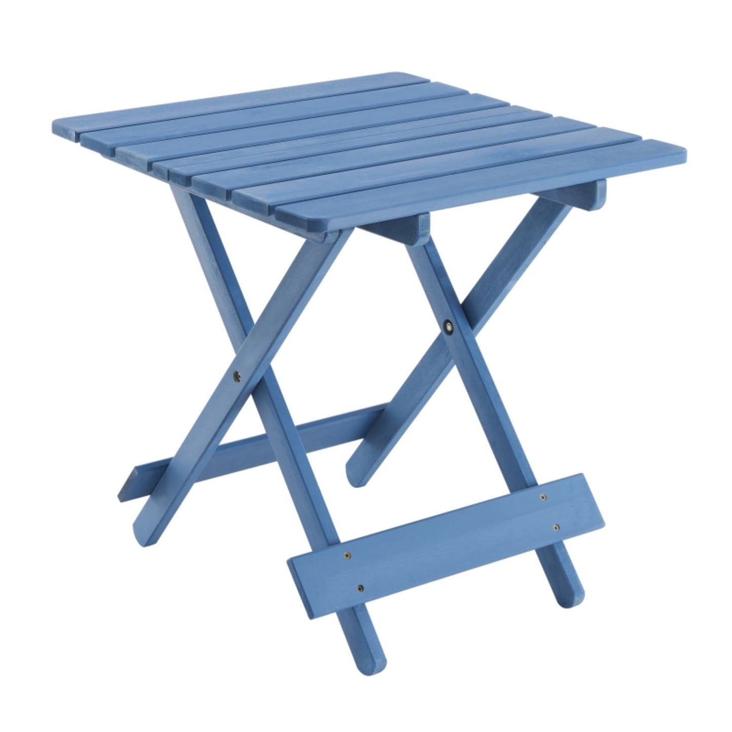 Folding Square Patio Table Outdoor Solid Wood Table For Backyard Balcony Portable Design Space Saving Blue Color Durable Weather Resistant Easy Setup Versatile Use