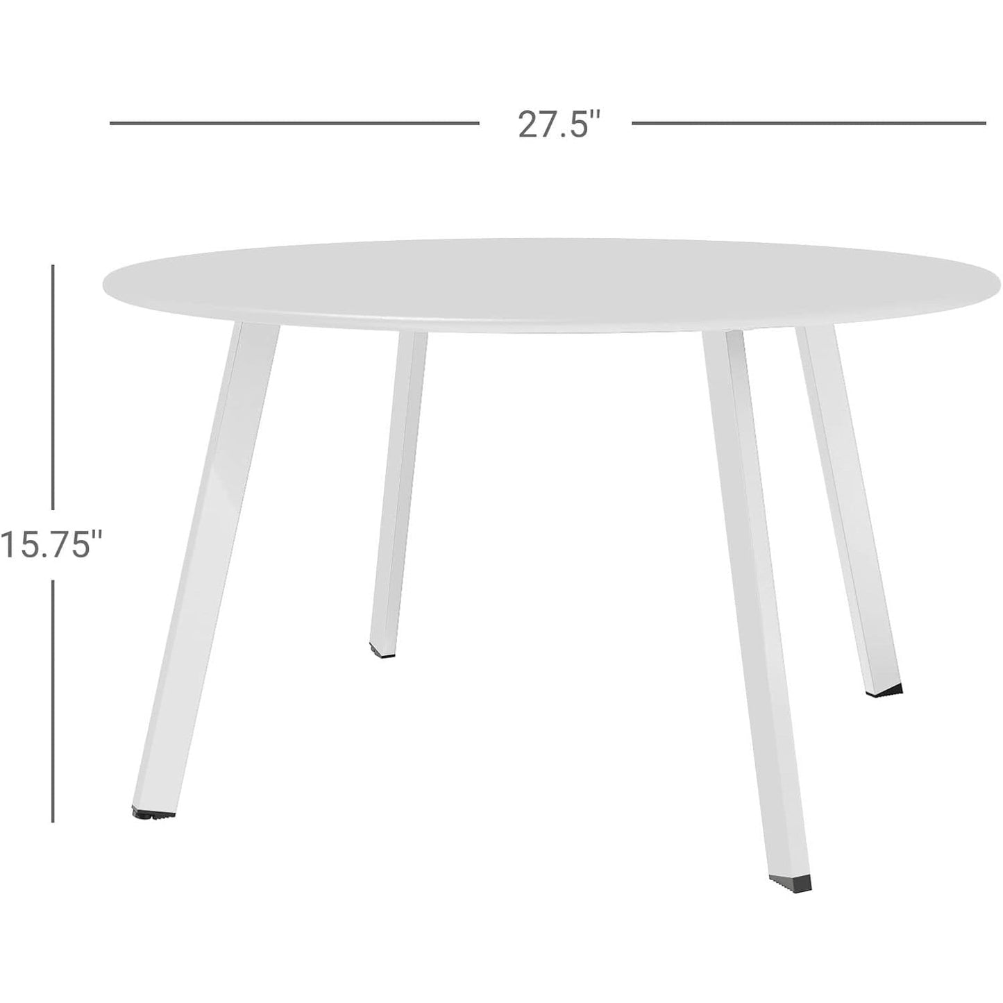Compact Round Coffee Table - Modern 3-Leg Design with Black Rubber Feet, Perfect for Small Spaces - White