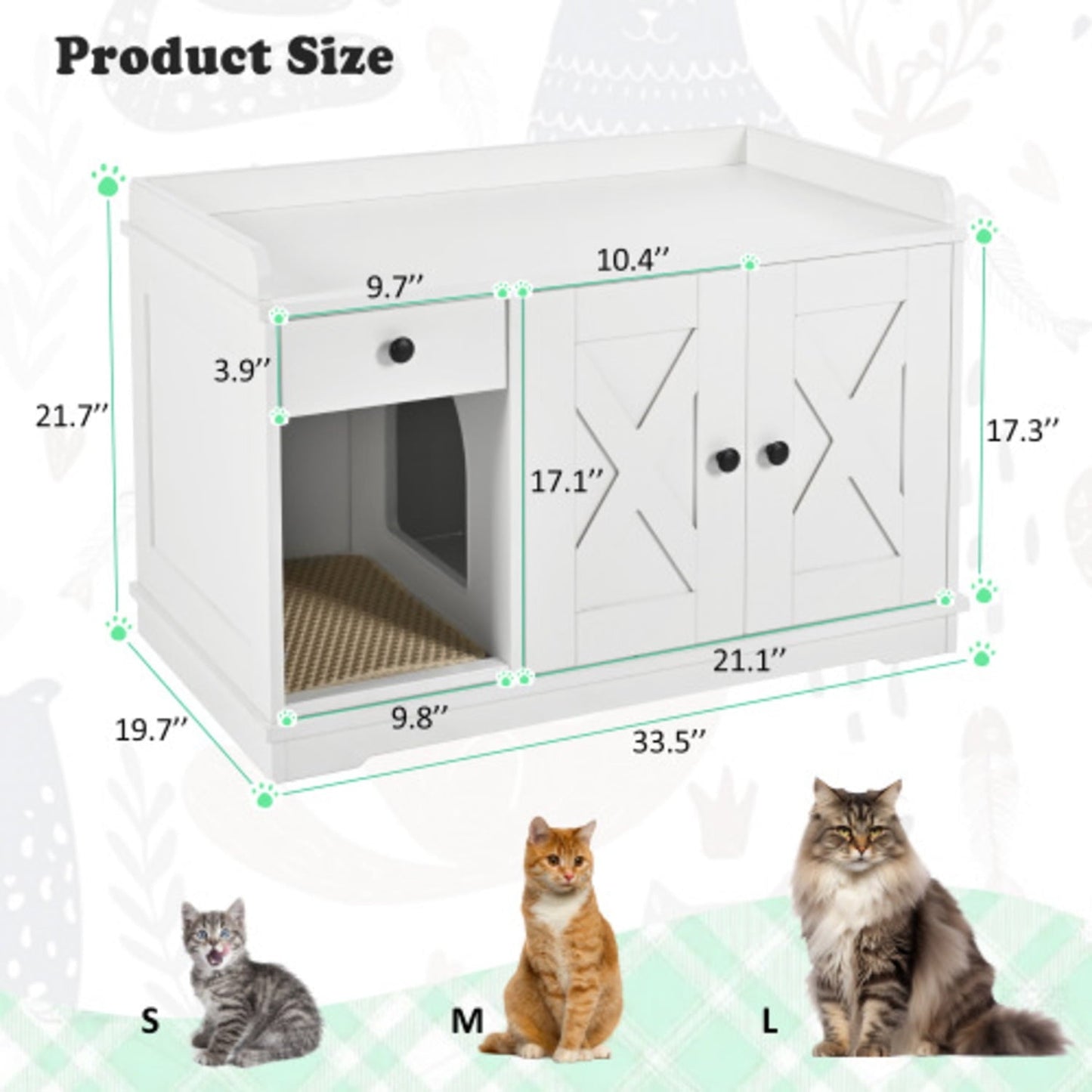 Double Hidden Litter Box Furniture Washroom Farmhouse Indoor Cat House End Table