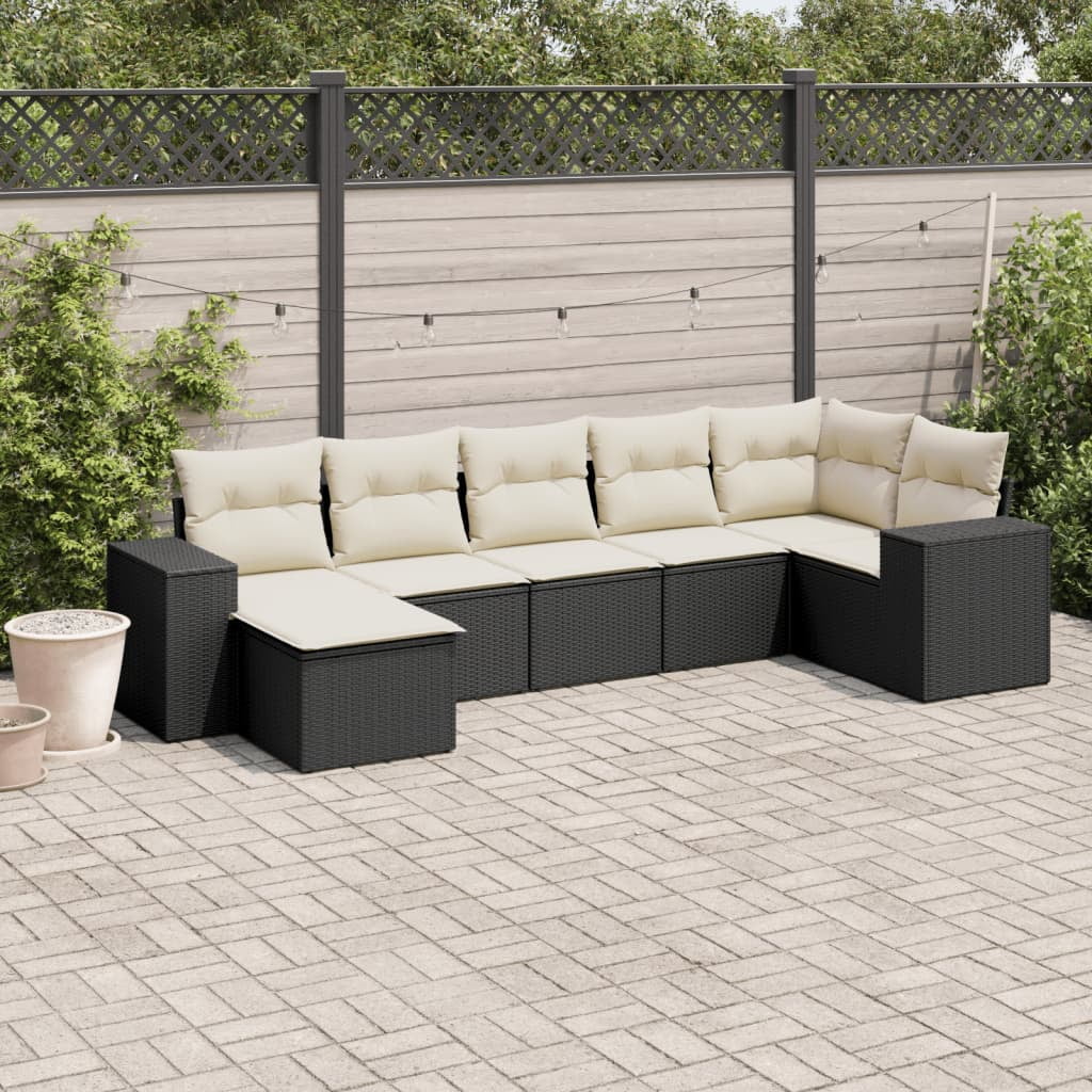 vidaXL Garden Sofa Set Black, Cream White