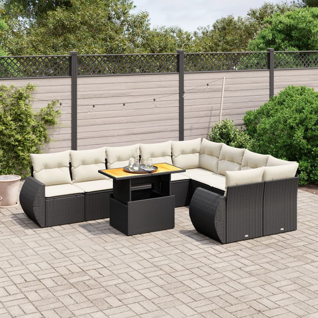 vidaXL Garden Sofa Set Black, Cream White