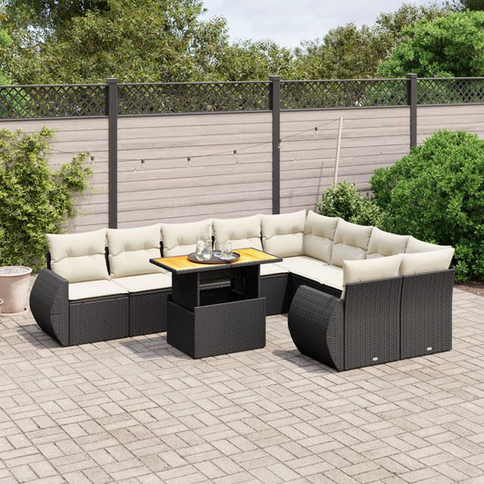 vidaXL Garden Sofa Set Black, Cream White