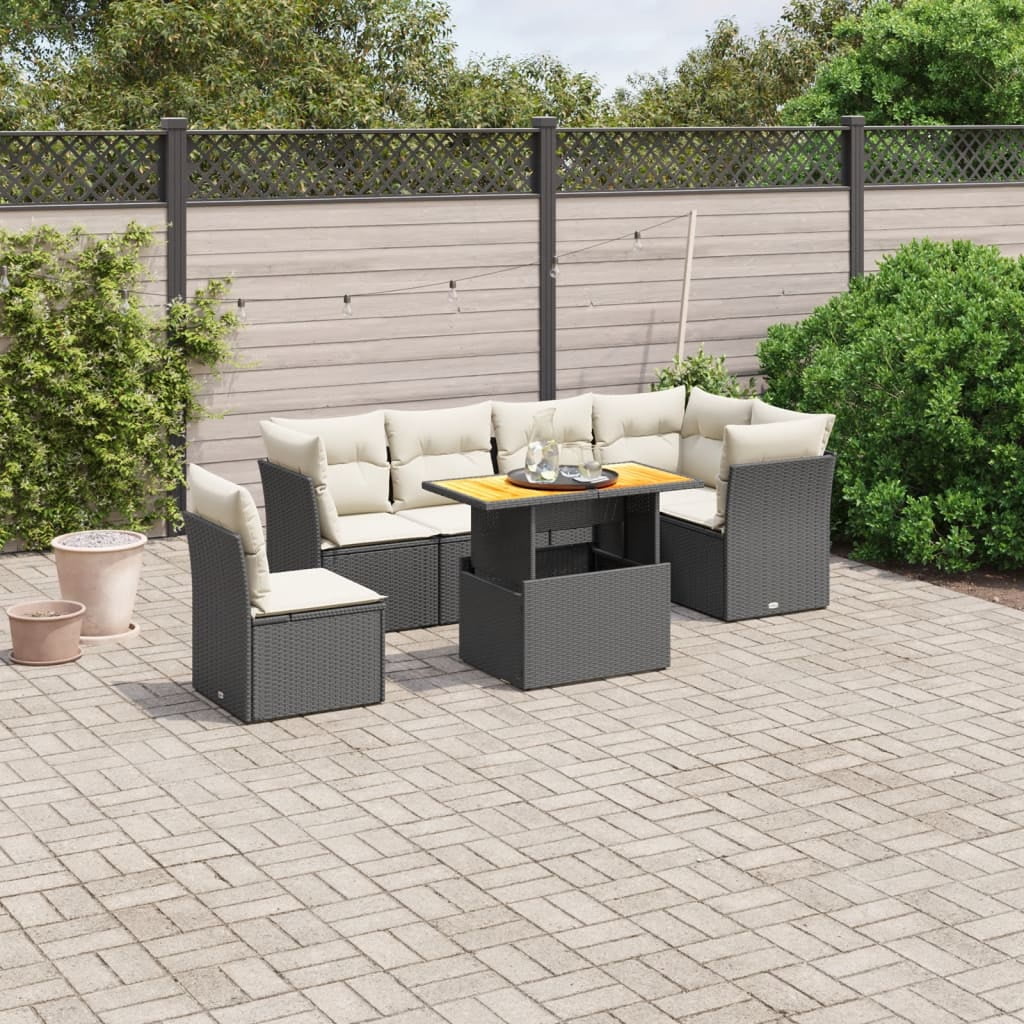 vidaXL Garden Sofa Set Black, Cream White