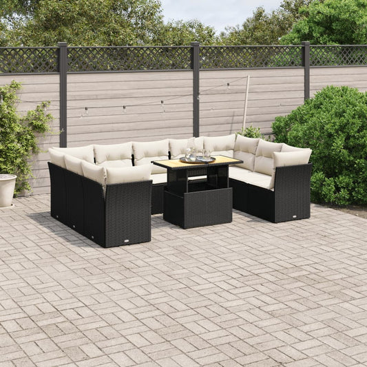 vidaXL Garden Sofa Set Black, Cream White