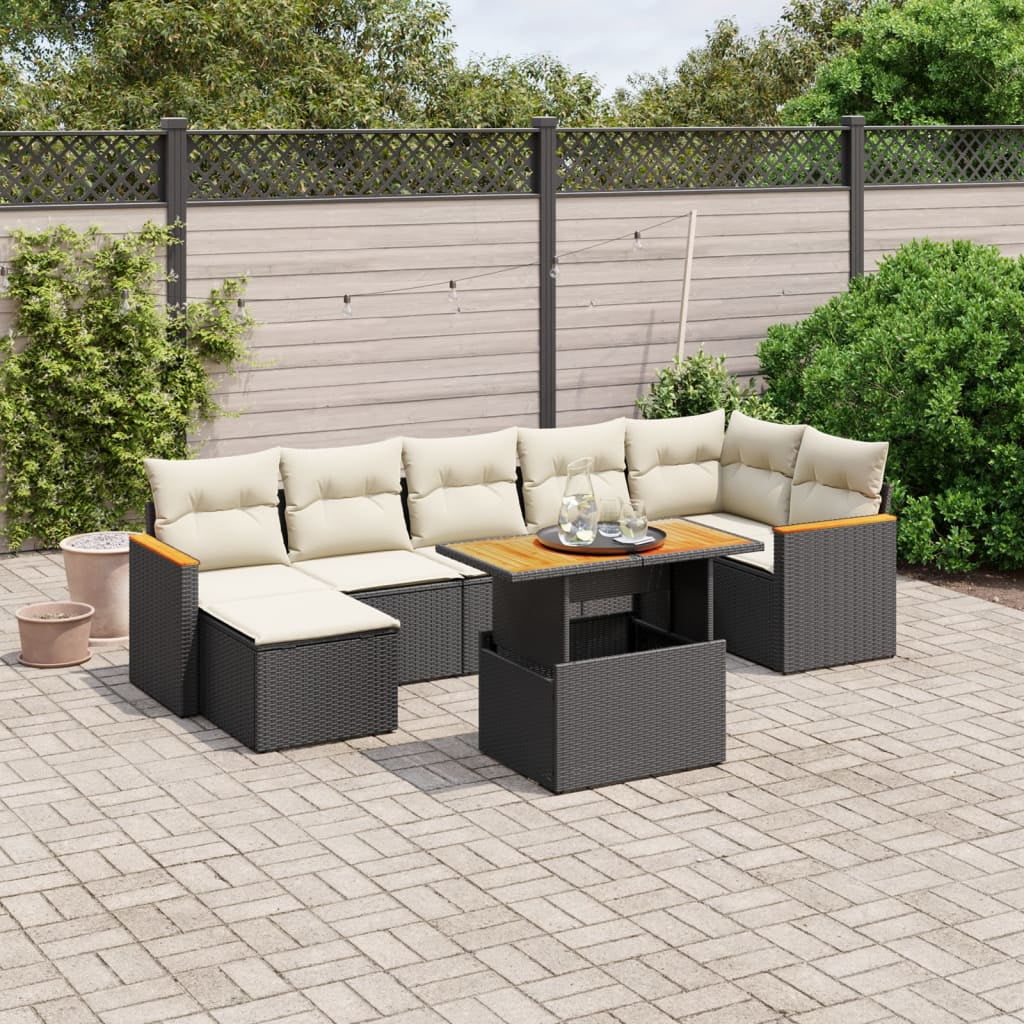 vidaXL Garden Sofa Set Black, Cream White