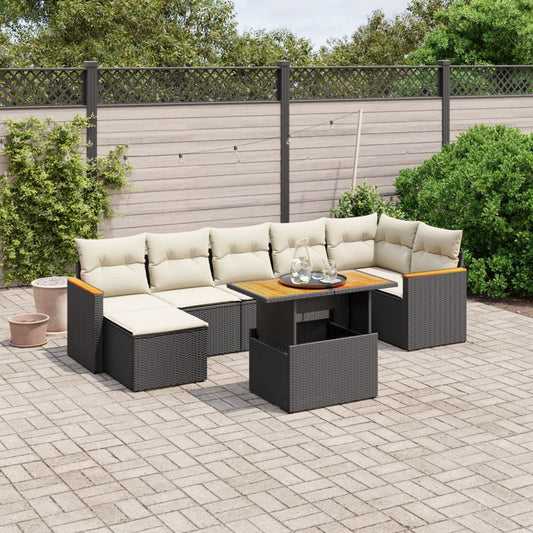 vidaXL Garden Sofa Set Black, Cream White
