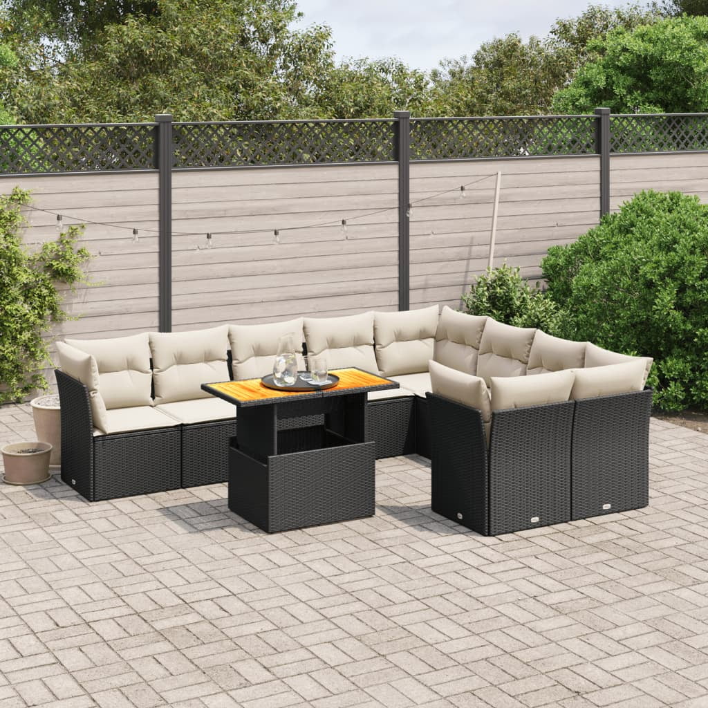 vidaXL Garden Sofa Set Black, Cream White