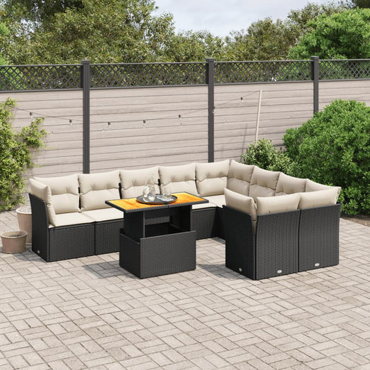 vidaXL Garden Sofa Set Black, Cream White