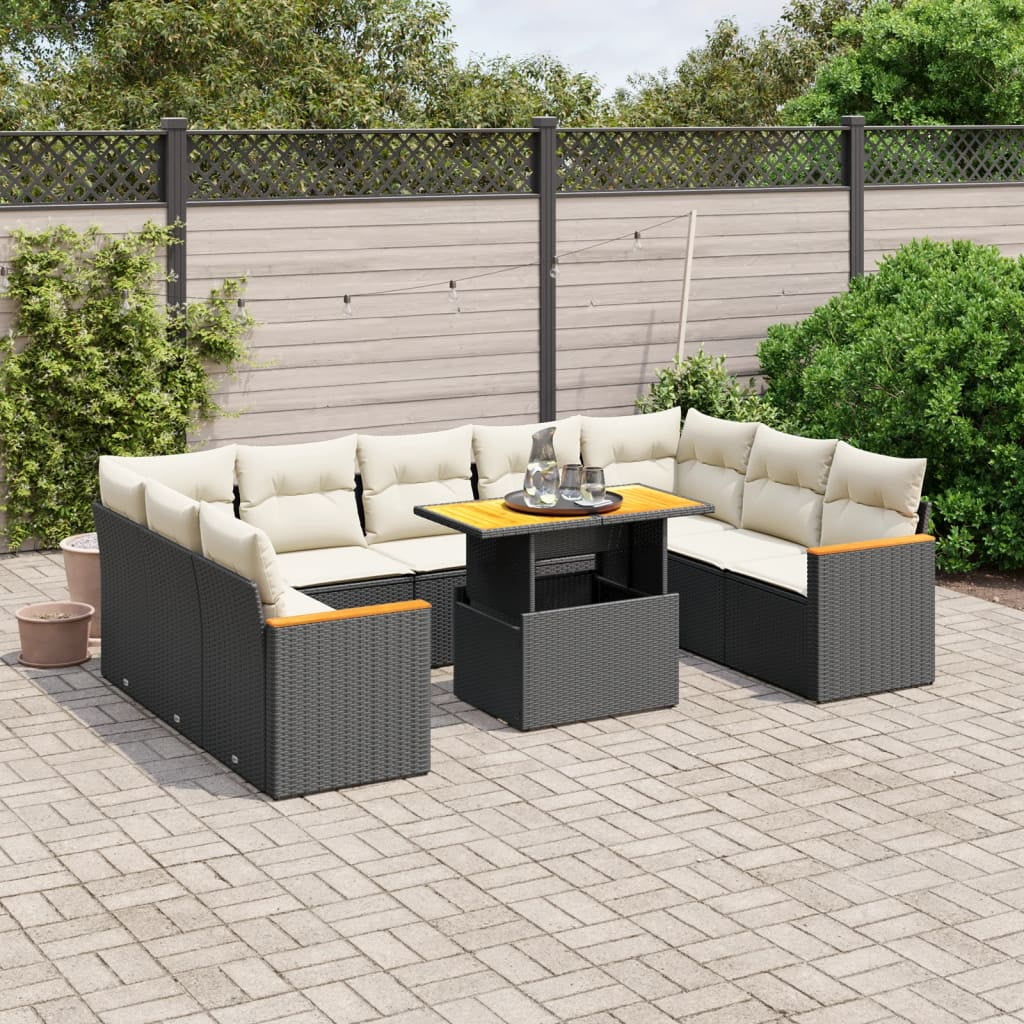 vidaXL Garden Sofa Set Black, Cream White