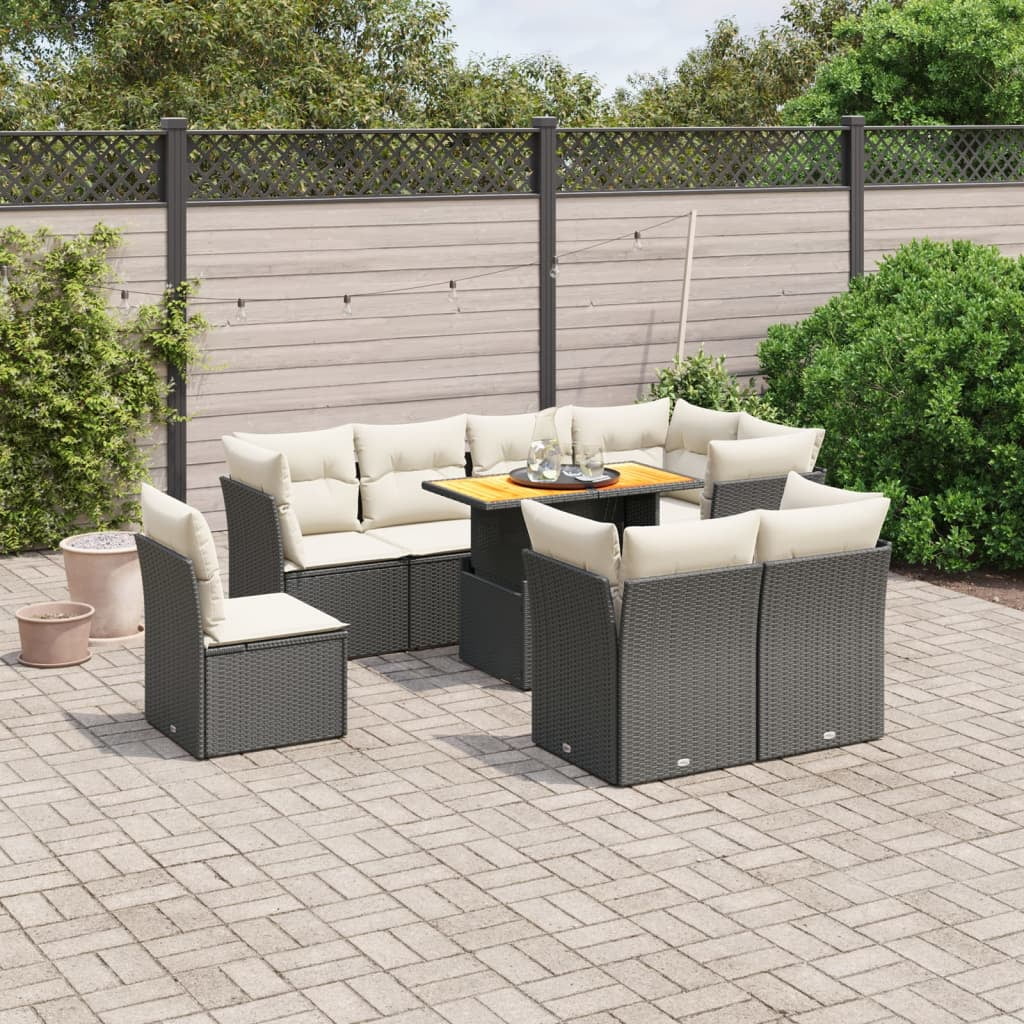 vidaXL Garden Sofa Set Black, Cream White