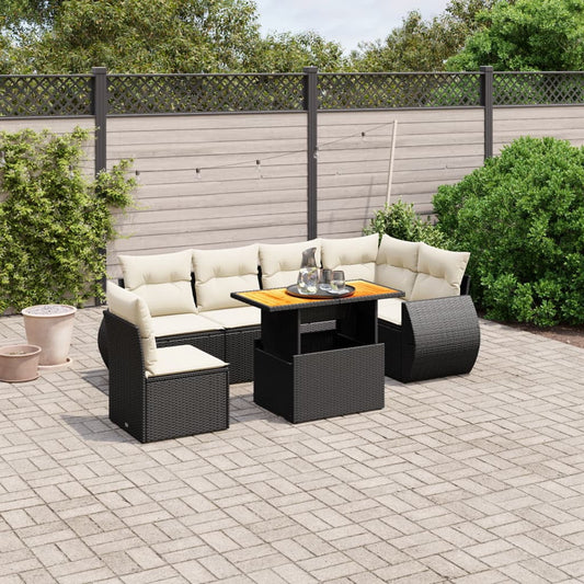 vidaXL Garden Sofa Set Black, Cream White