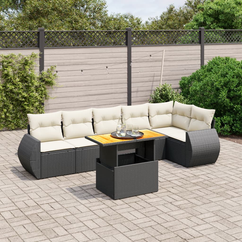 vidaXL Garden Sofa Set Black, Cream White
