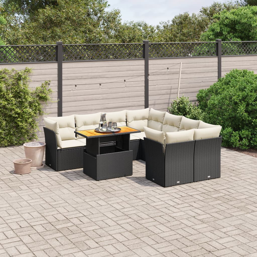 vidaXL Garden Sofa Set Black, Cream White