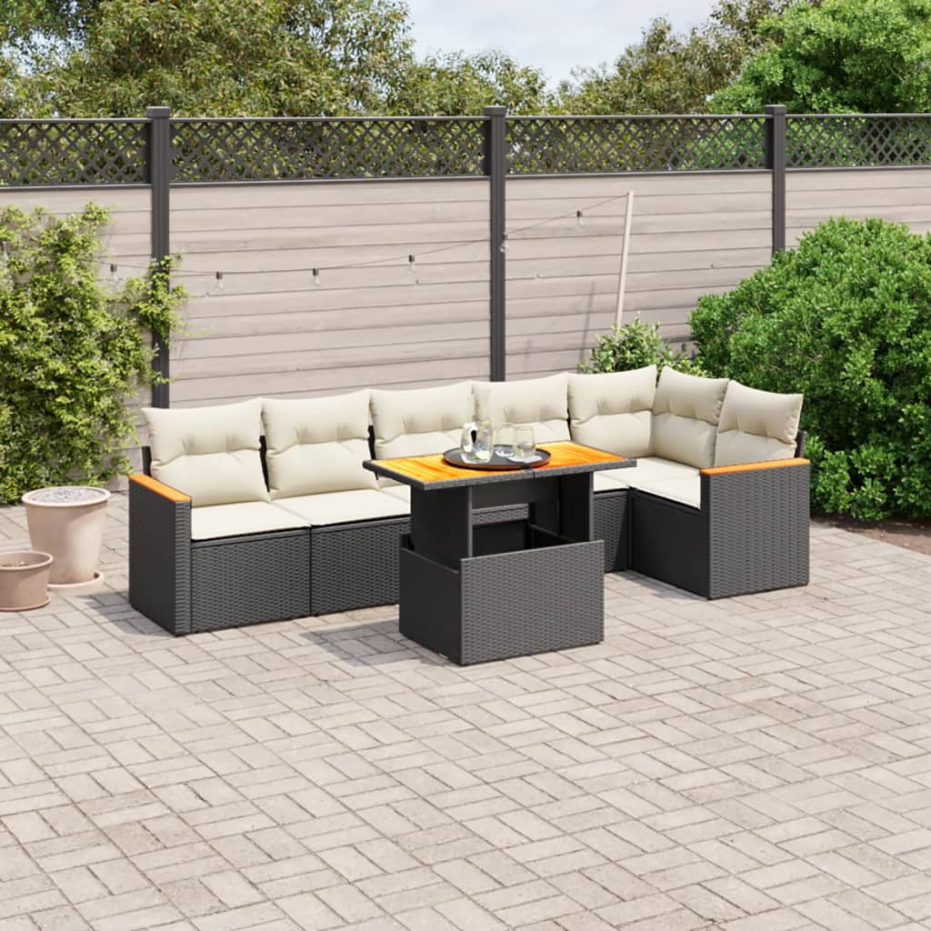 vidaXL Garden Sofa Set Black, Cream White