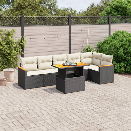 vidaXL Garden Sofa Set Black, Cream White