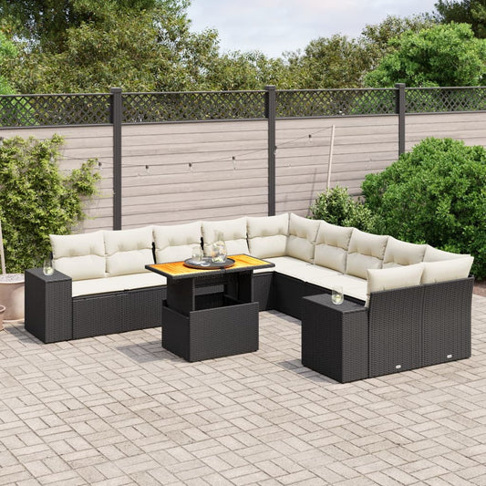 vidaXL Garden Sofa Set Black, Cream White