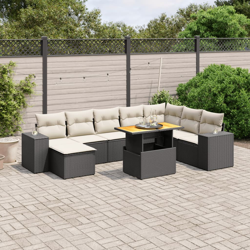 vidaXL Garden Sofa Set Black, Cream White