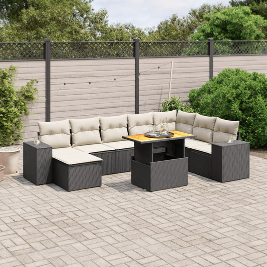 vidaXL Garden Sofa Set Black, Cream White