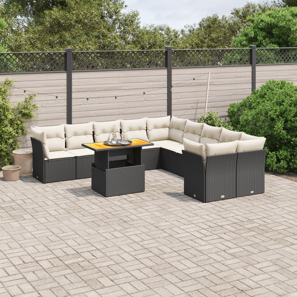 vidaXL Garden Sofa Set Black PE Rattan 11 Piece Set Modular