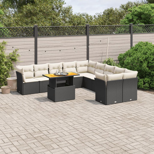 vidaXL Garden Sofa Set Black PE Rattan 11 Piece Set Modular