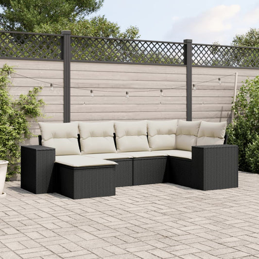 vidaXL Garden Sofa Set Black PE Rattan Lounge Set Adjustable Feet