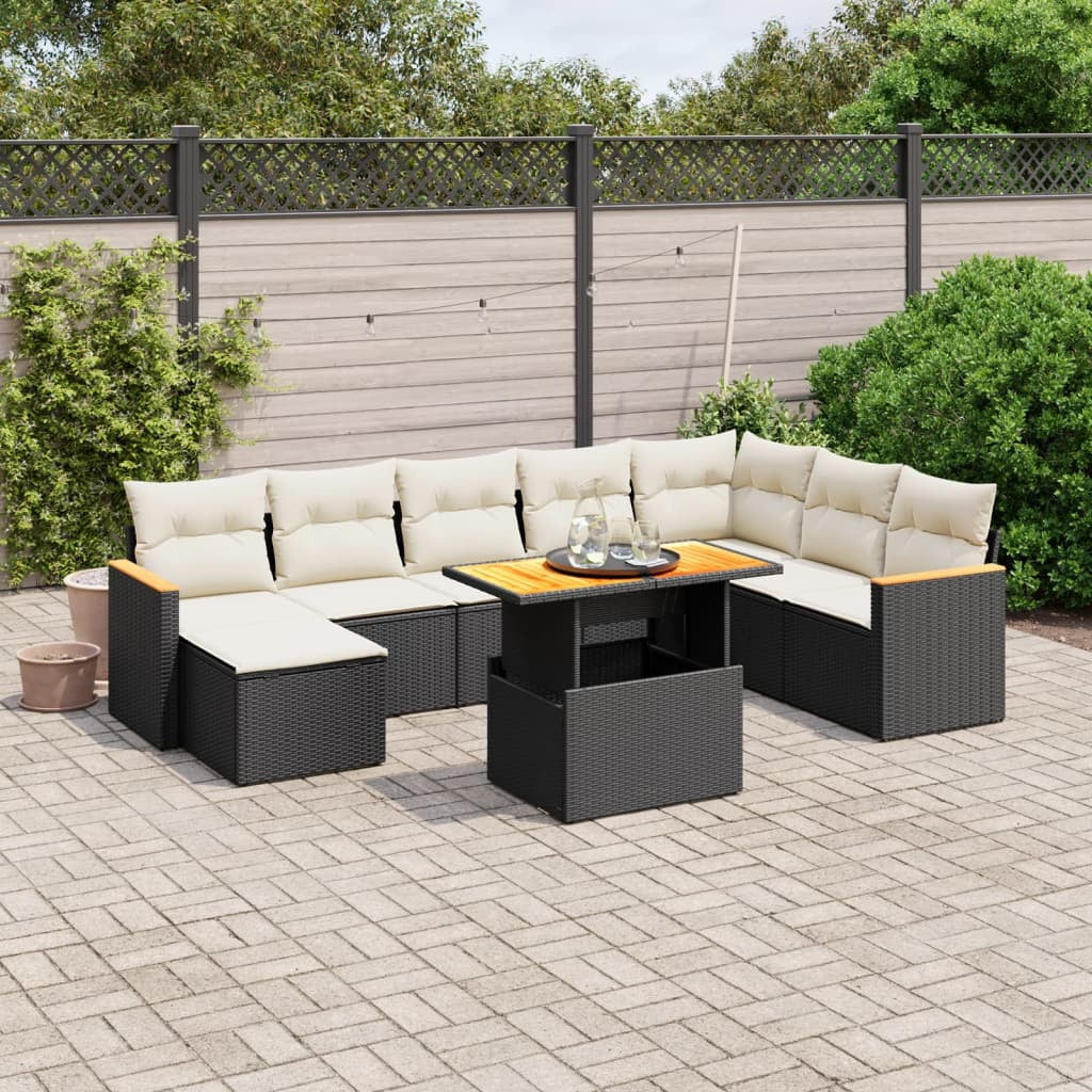 vidaXL Garden Sofa Set Black PE rattan Large Modular Garden Sofa Set
