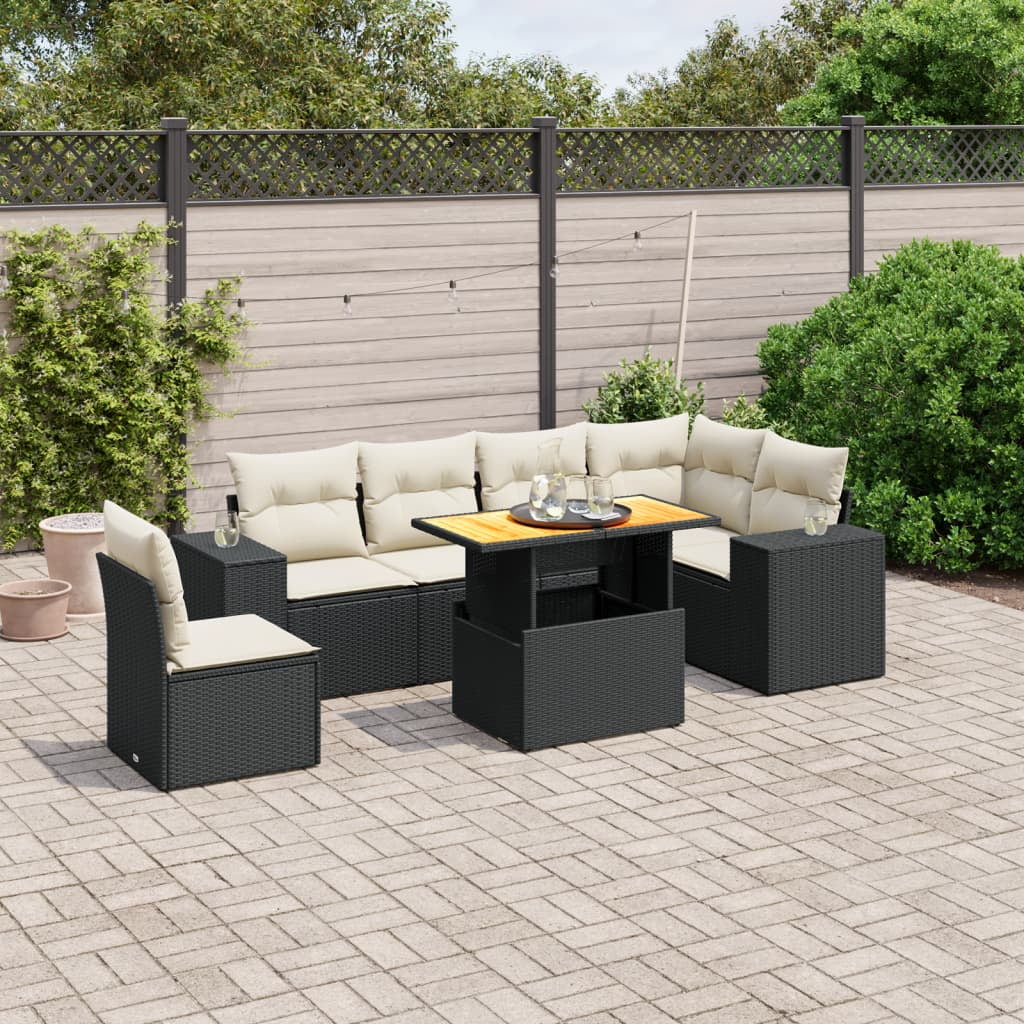 vidaXL Garden Sofa Set Black PE rattan Large Modular Garden Sofa Set