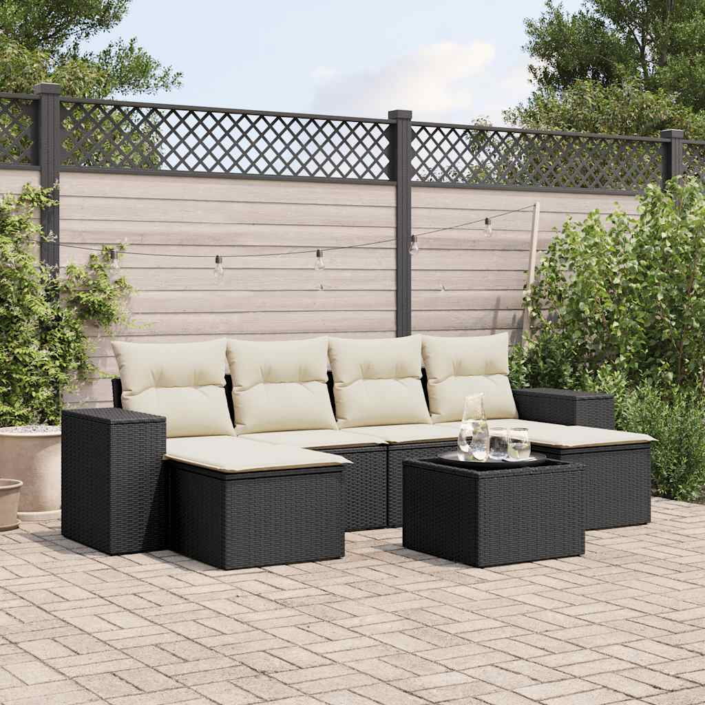 vidaXL Garden Sofa Set Black and Cream White