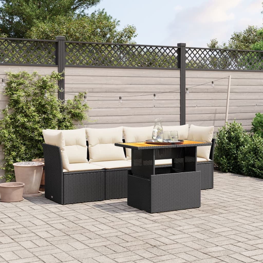 vidaXL Garden Sofa Set Black and Cream
