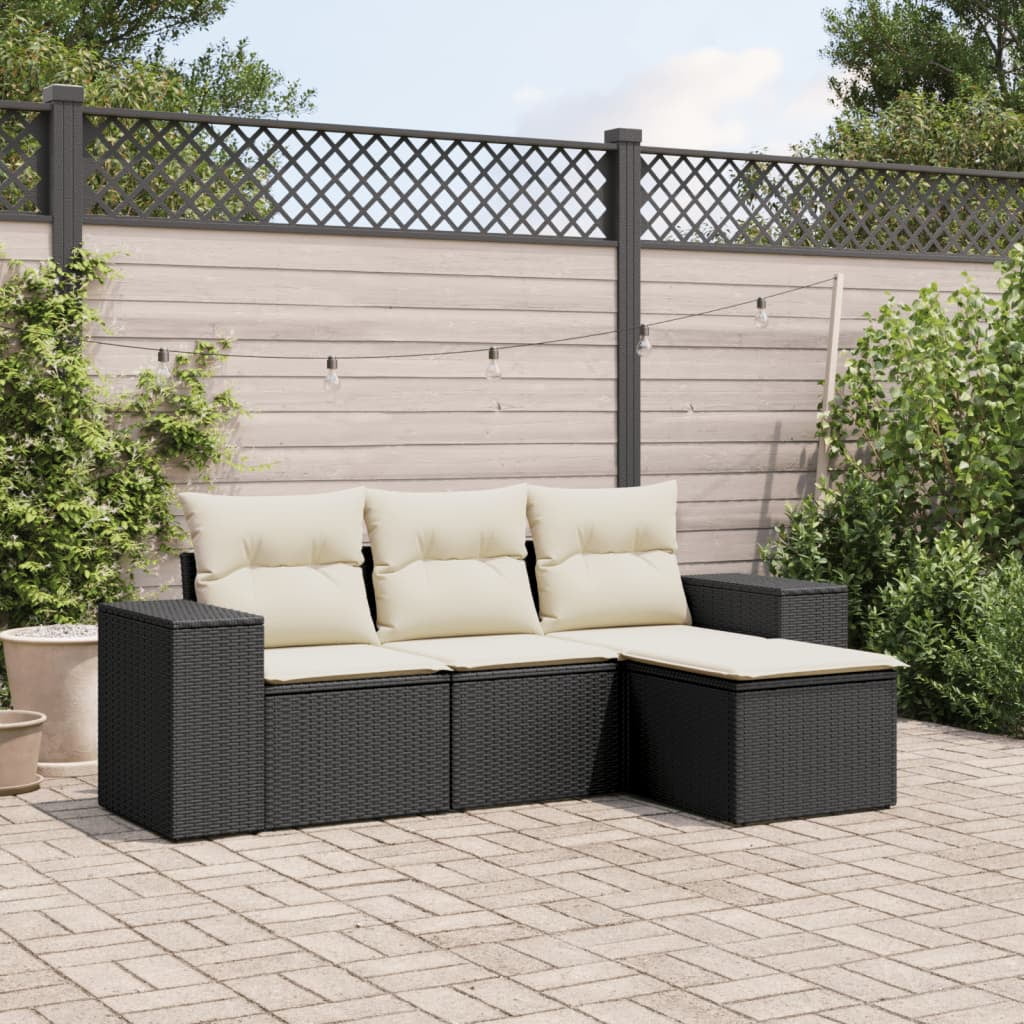 vidaXL Garden Sofa Set Black and Cream