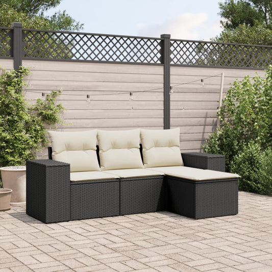 vidaXL Garden Sofa Set Black and Cream
