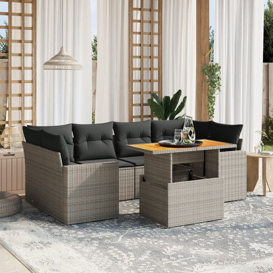 vidaXL Garden Sofa Set Gray, Dark Gray PE Rattan Large