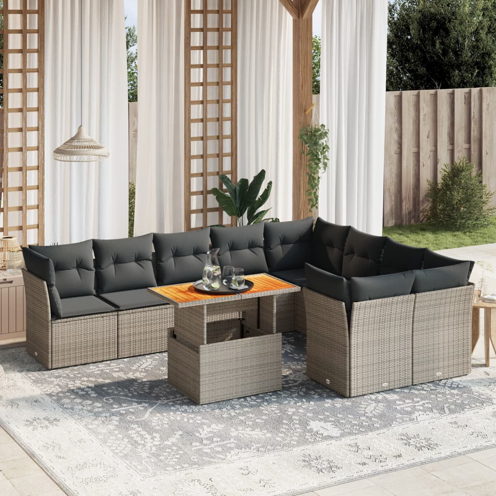vidaXL Garden Sofa Set Grey PE Rattan Large Modular Garden Sofa Set