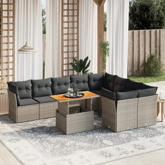 vidaXL Garden Sofa Set Grey PE Rattan Large Modular Garden Sofa Set