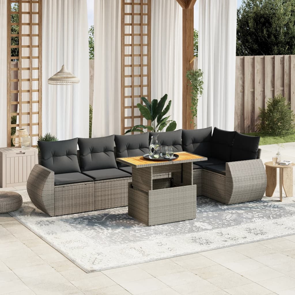 vidaXL Garden Sofa Set Grey PE Rattan Large Modular Garden Sofa Set