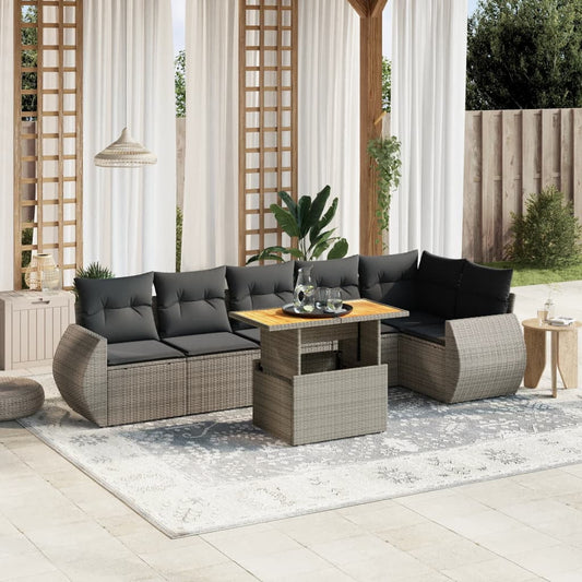 vidaXL Garden Sofa Set Grey PE Rattan Large Modular Garden Sofa Set