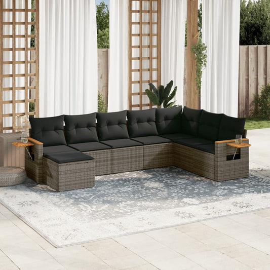 vidaXL Garden Sofa Set Grey PE rattan Large Adjustable Feet