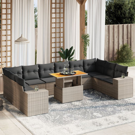 vidaXL Garden Sofa Set Grey PE rattan Large Modular Garden Sofa Set